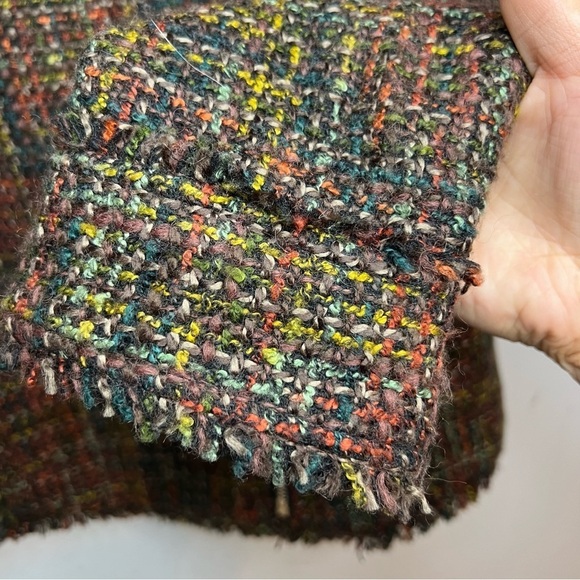 Tahari Women's Sz 8 Twill Knit Frayed Edge Zip Up Blazer Jacket Multicolor Moto - Picture 7 of 16